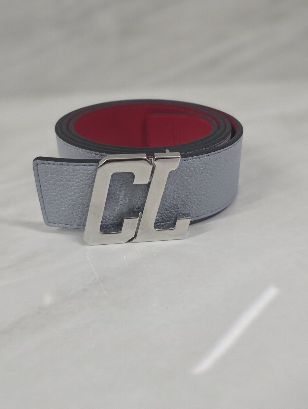 Christian Louboutin Leather Belt with Embossed Logo - NWOT